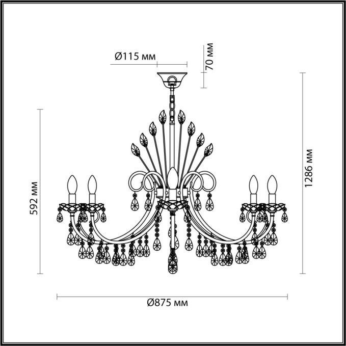 Люстра E14 10*40W VERSIA HALL ODL23 627 ODEON LIGHT 4977/10, схема товара Люстра E14 10*40W VERSIA HALL ODL23 627 ODEON LIGHT 4977/10, схема товара