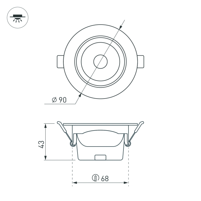 Светильник LTD-POLAR-TURN-R90-7W Day4000 (WH, 36 deg, 230V), Arlight, 032860, изображение 5 Светильник LTD-POLAR-TURN-R90-7W Day4000 (WH, 36 deg, 230V), Arlight, 032860, изображение 5