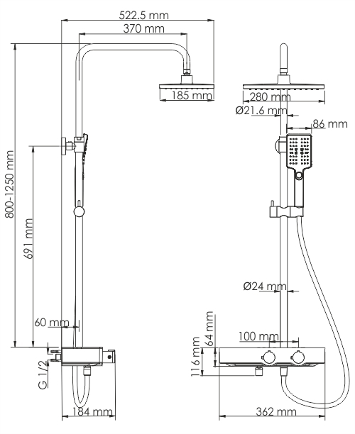 Душевая система WasserKRAFT A11301 Душевая система WasserKRAFT A11301