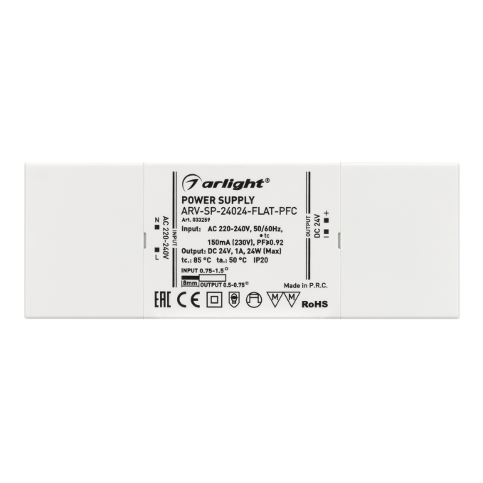 Блок питания ARV-SP-24024-FLAT-PFC (24V, 1A, 24W), Arlight, 033259, изображение 3