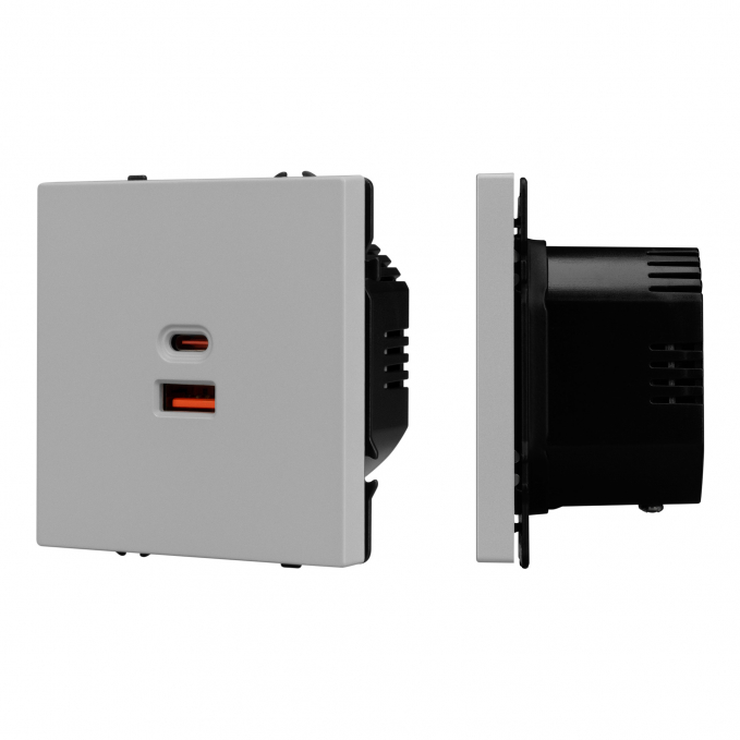Механизм розетки с быстрой USB зарядкой SCT-NOBE-MUAC-SFPL-FC-IS (65W, QC3), Arlight, 059447, изображение 1 Механизм розетки с быстрой USB зарядкой SCT-NOBE-MUAC-SFPL-FC-IS (65W, QC3), Arlight, 059447, изображение 1