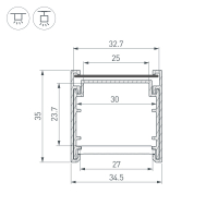 Профиль LINE-3535-BENT-SIDE-2000 ANOD, Arlight, 055738
