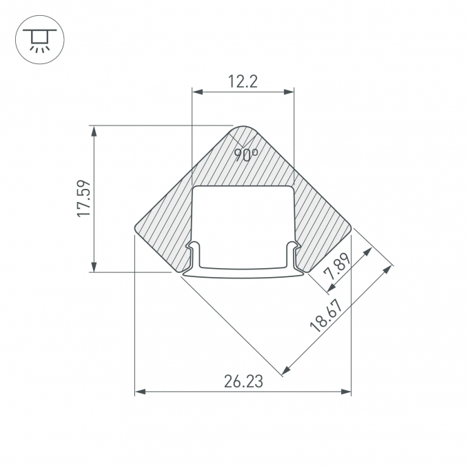 Профиль с экраном ALU-D45-2000 ANOD+FROST, Arlight, 018252, изображение 3 Профиль с экраном ALU-D45-2000 ANOD+FROST, Arlight, 018252, изображение 3