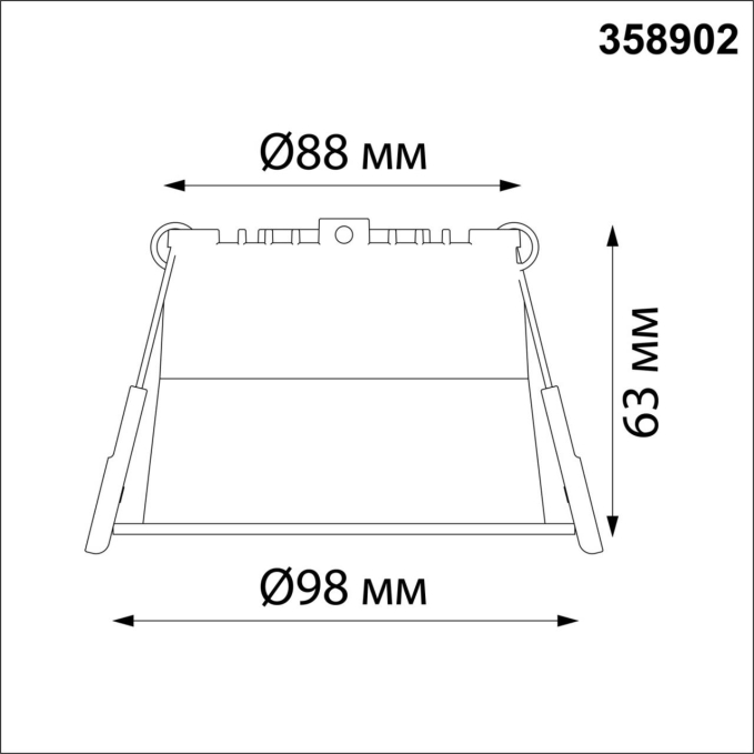 Светильник встраиваемый светодиодный IP20 LED 4000К 12W 220V TRAN SPOT NT22 536 NOVOTECH 358902, схема товара Светильник встраиваемый светодиодный IP20 LED 4000К 12W 220V TRAN SPOT NT22 536 NOVOTECH 358902, схема товара