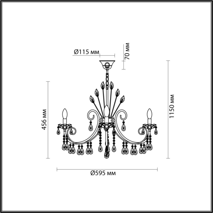 Люстра E14 6*40W VERSIA HALL ODL23 627 ODEON LIGHT 4977/6, схема товара