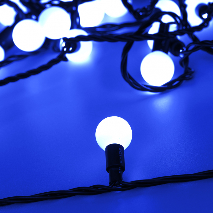 Светодиодная гирлянда ARD-BALL-CLASSIC-D23-10000-BLACK-80LED BLUE (230V, 3.5W), Arlight, 025600, изображение 1 Светодиодная гирлянда ARD-BALL-CLASSIC-D23-10000-BLACK-80LED BLUE (230V, 3.5W), Arlight, 025600, изображение 1