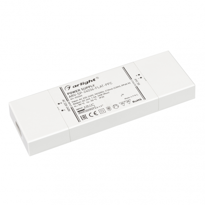 Блок питания ARV-SP-24036-FLAT-PFC (24V, 1.5A, 36W), Arlight, 033260, изображение 1