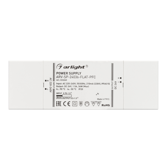 Блок питания ARV-SP-24036-FLAT-PFC (24V, 1.5A, 36W), Arlight, 033260, изображение 3