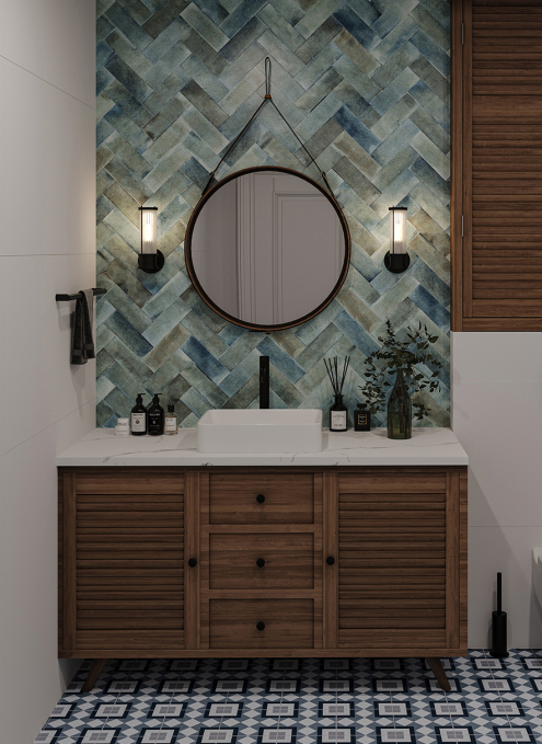 Настенная плитка Smile Tile Jazz Ocean Blue 7.5x22.5