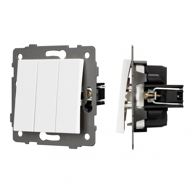 Механизм выключателя трехклавишный непроходной SWT-MK03-PL-WH-V (250V, 10A), Arlight, 049896, изображение 1 Механизм выключателя трехклавишный непроходной SWT-MK03-PL-WH-V (250V, 10A), Arlight, 049896, изображение 1