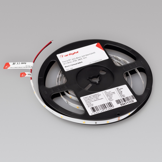 Светодиодная лента RT-A30-8mm 24V Warm2400 (2.9 W/m, IP20, 2835, 5m), Arlight, 024111(2), изображение 2 Светодиодная лента RT-A30-8mm 24V Warm2400 (2.9 W/m, IP20, 2835, 5m), Arlight, 024111(2), изображение 2