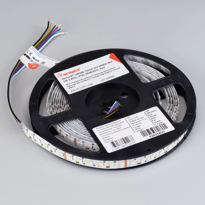 Светодиодная лента RT-GM288-12mm 24V RGBW-MIX (19.2 W/m, IP20, 3838/2216, 5m), Arlight, 028258(2), изображение 4