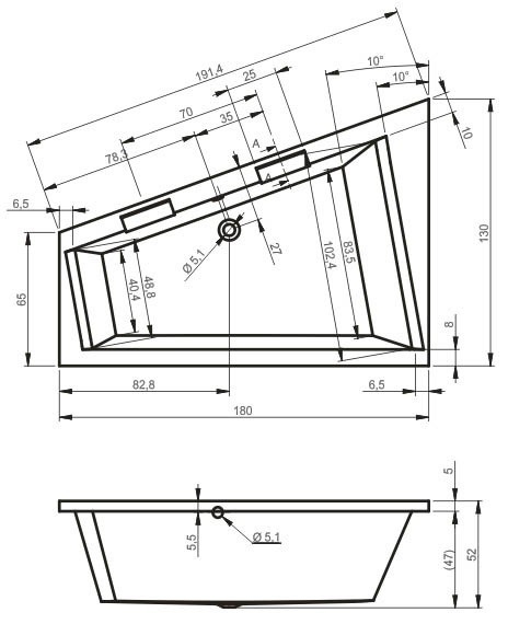 Ванна акриловая Riho Doppio 180x130 R B033001005 угловая Ванна акриловая Riho Doppio 180x130 R B033001005 угловая