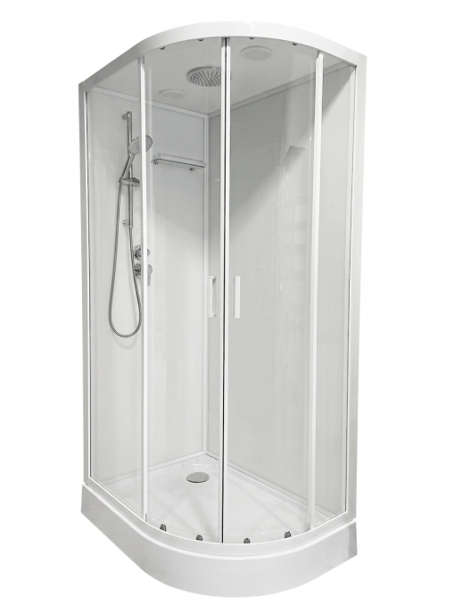 Душевая кабина Sapbox 110x80 SB1100L-110-02-WTR-W профиль белый, стекло прозрачное