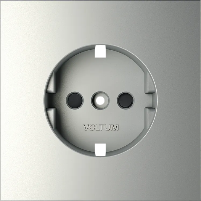 Накладка для розетки с заземлением и защитными шторками, S70 (сталь), Voltum, VLS000705 Накладка для розетки с заземлением и защитными шторками, S70 (сталь), Voltum, VLS000705