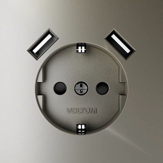 Розетка встраиваемая VOLTUM S70 с заземлением и защитными шторками, 16А, с USB, A+A, (шелк), Voltum, VLS040404 Розетка встраиваемая VOLTUM S70 с заземлением и защитными шторками, 16А, с USB, A+A, (шелк), Voltum, VLS040404
