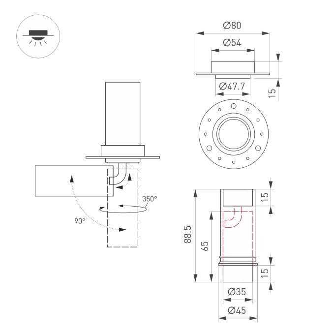 Светильник SP-NUANCE-TRIMLESS-PULL-R35-7W Day4000 (BK, 36 deg, 230V), Arlight, 049905, изображение 7 Светильник SP-NUANCE-TRIMLESS-PULL-R35-7W Day4000 (BK, 36 deg, 230V), Arlight, 049905, изображение 7