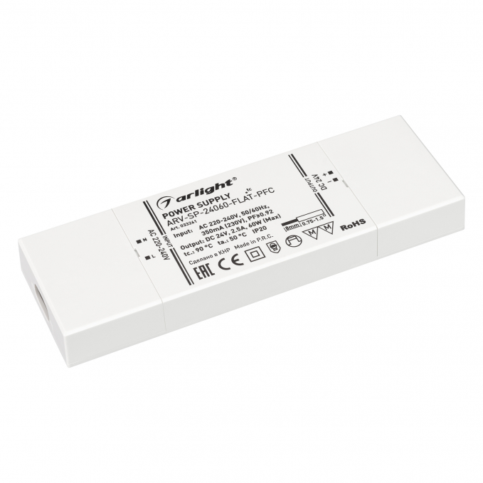 Блок питания ARV-SP-24060-FLAT-PFC (24V, 2.5A, 60W), Arlight, 033261, изображение 1