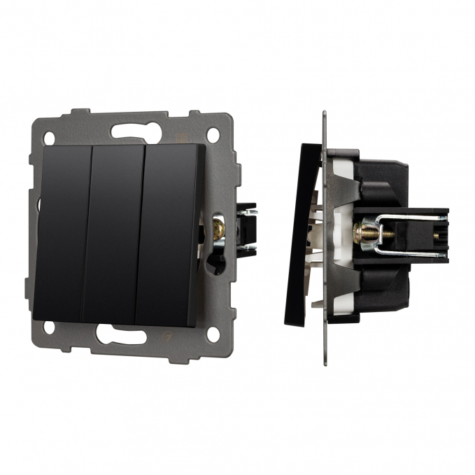 Механизм выключателя трехклавишный непроходной SWT-MK03-PL-BK-V (250V, 10A), Arlight, 049897, изображение 1 Механизм выключателя трехклавишный непроходной SWT-MK03-PL-BK-V (250V, 10A), Arlight, 049897, изображение 1
