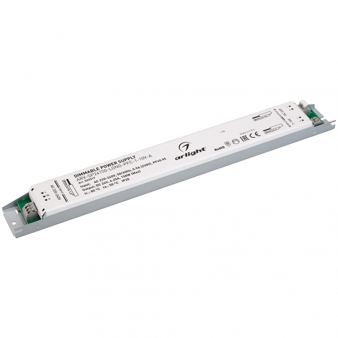 Блок питания ARV-SP24150-LONG-PFC-1-10V-A (24V, 6.25A, 150W), Arlight, 025517, изображение 1 Блок питания ARV-SP24150-LONG-PFC-1-10V-A (24V, 6.25A, 150W), Arlight, 025517, изображение 1