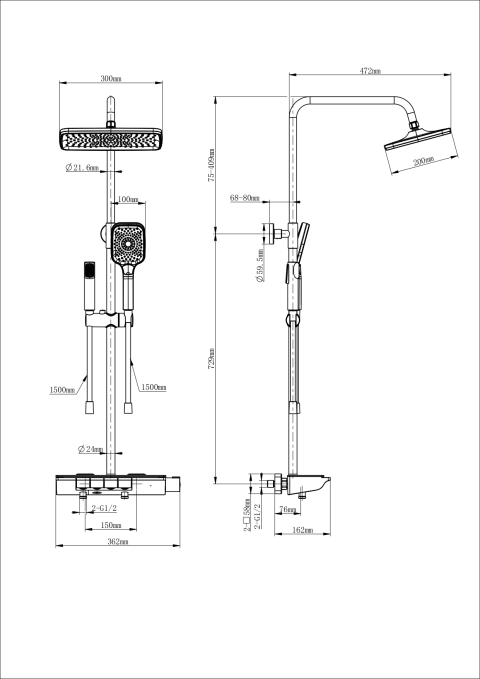Душевая стойка со смесителем Wonzon & Woghand Muse Lumia WW-B4174-BG золото брашированная с термостатом и гигиеническим душем Душевая стойка со смесителем Wonzon & Woghand Muse Lumia WW-B4174-BG золото брашированная с термостатом и гигиеническим душем