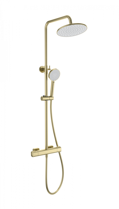 Душевая стойка со смесителем Wonzon & Woghand Stay 1 WW-B3051-A-BG золото брашированная с термостатом