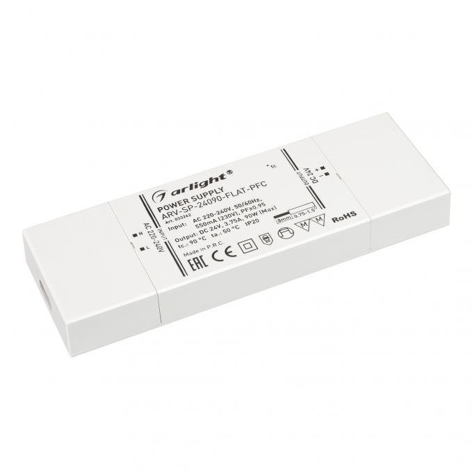 Блок питания ARV-SP-24090-FLAT-PFC (24V, 3.75A, 90W), Arlight, 033262, изображение 1 Блок питания ARV-SP-24090-FLAT-PFC (24V, 3.75A, 90W), Arlight, 033262, изображение 1