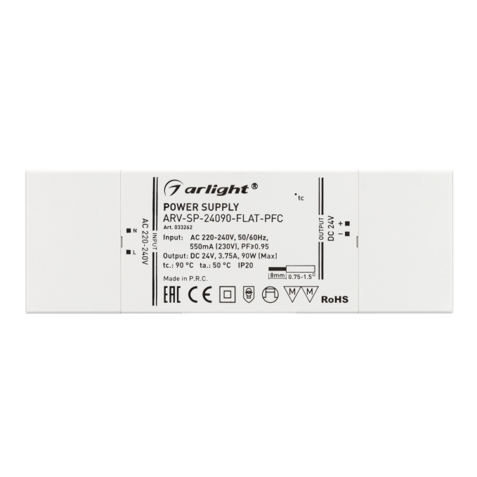 Блок питания ARV-SP-24090-FLAT-PFC (24V, 3.75A, 90W), Arlight, 033262, изображение 3 Блок питания ARV-SP-24090-FLAT-PFC (24V, 3.75A, 90W), Arlight, 033262, изображение 3