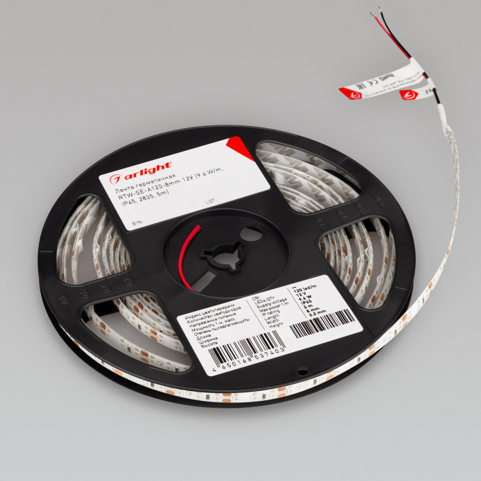 Светодиодная лента герметичная RTW-SE-A120-8mm 12V Red (9.6 W/m, IP65, 2835, 5m), Arlight, 014880(2), изображение 3 Светодиодная лента герметичная RTW-SE-A120-8mm 12V Red (9.6 W/m, IP65, 2835, 5m), Arlight, 014880(2), изображение 3