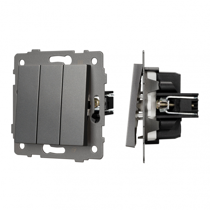 Механизм выключателя трехклавишный непроходной SWT-MK03-PL-GR-V (250V, 10A), Arlight, 049898, изображение 1 Механизм выключателя трехклавишный непроходной SWT-MK03-PL-GR-V (250V, 10A), Arlight, 049898, изображение 1