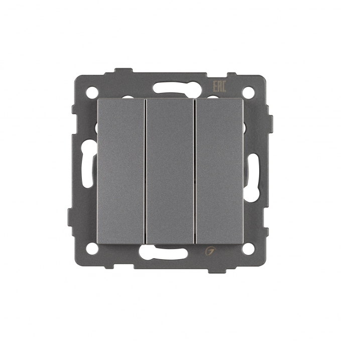 Механизм выключателя трехклавишный непроходной SWT-MK03-PL-GR-V (250V, 10A), Arlight, 049898, изображение 2 Механизм выключателя трехклавишный непроходной SWT-MK03-PL-GR-V (250V, 10A), Arlight, 049898, изображение 2