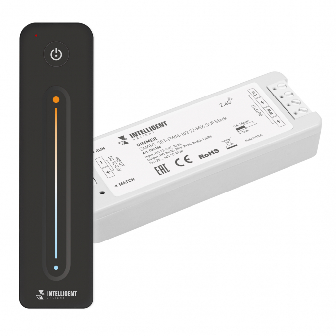 INTELLIGENT ARLIGHT Диммер SMART-SET-PWM-102-72-MIX-SUF Black (12-24V, 2x5A, ПДУ LINE, 2.4G), Arlight, 036186, изображение 1 INTELLIGENT ARLIGHT Диммер SMART-SET-PWM-102-72-MIX-SUF Black (12-24V, 2x5A, ПДУ LINE, 2.4G), Arlight, 036186, изображение 1