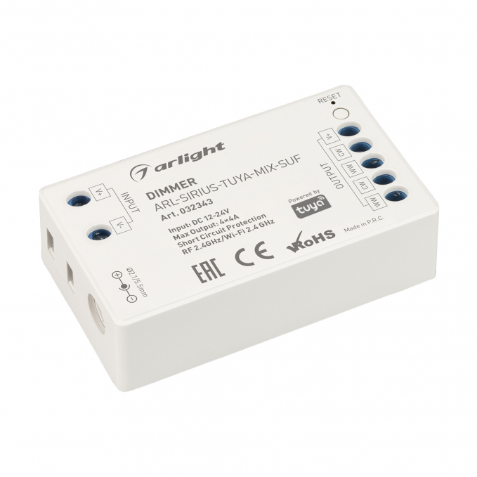 Диммер ARL-SIRIUS-TUYA-MIX-SUF (12-24V, 4x4A, 2.4G), Arlight, 032343, изображение 1 Диммер ARL-SIRIUS-TUYA-MIX-SUF (12-24V, 4x4A, 2.4G), Arlight, 032343, изображение 1