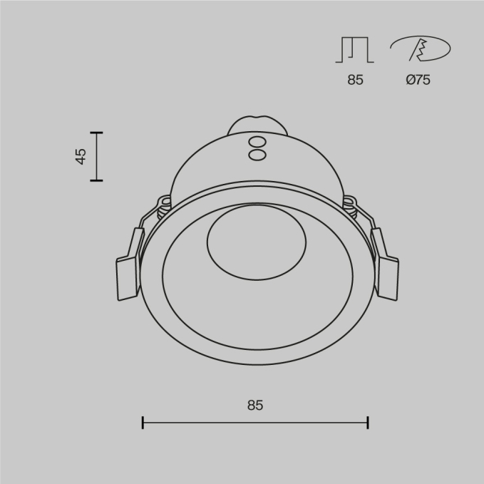 Встраиваемый светильник Зум / Zoom 1*GU10 10 Вт IP 44, DL032-2-01W-1(N), изображение 6 Встраиваемый светильник Зум / Zoom 1*GU10 10 Вт IP 44, DL032-2-01W-1(N), изображение 6