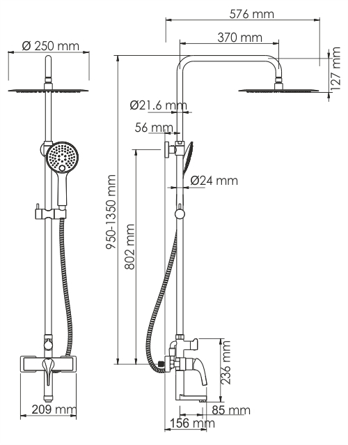 Душевая система WasserKRAFT Sauer A17101 Душевая система WasserKRAFT Sauer A17101