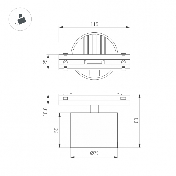 Светильник MAG-VIBE-POINT-R75-10W Warm3000 (WH, 24 deg, 48V), Arlight, 044466, изображение 3 Светильник MAG-VIBE-POINT-R75-10W Warm3000 (WH, 24 deg, 48V), Arlight, 044466, изображение 3