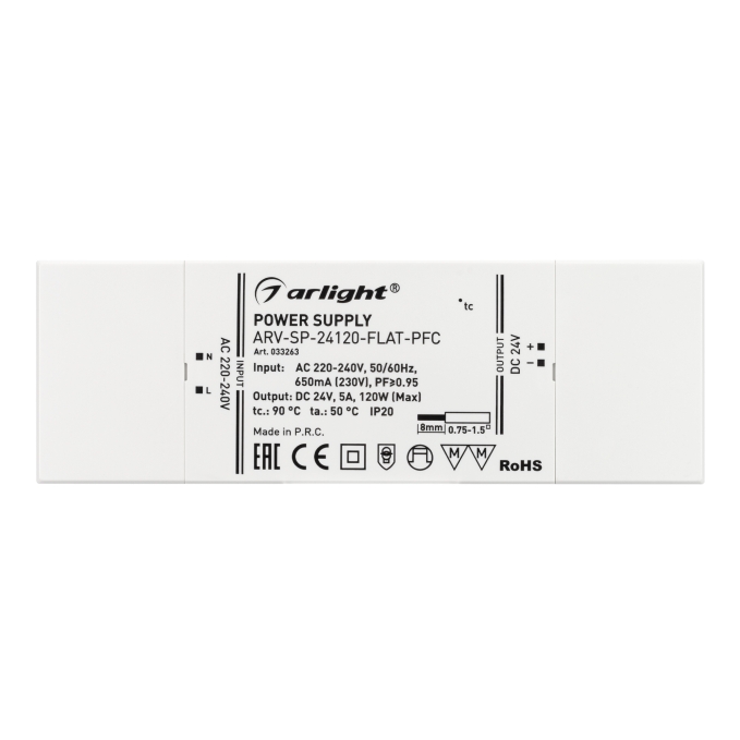 Блок питания ARV-SP-24120-FLAT-PFC (24V, 5A, 120W), Arlight, 033263, изображение 3