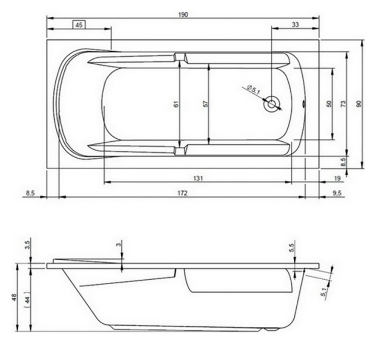 Ванна акриловая Riho Future Xl 190x90 B075001005 пристенная Ванна акриловая Riho Future Xl 190x90 B075001005 пристенная