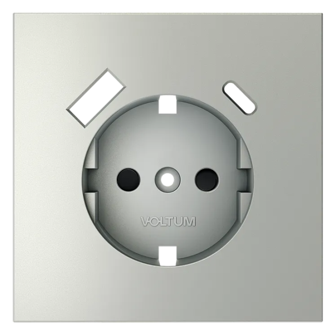 Накладка для розетки с заземлением и защитными шторками, с USB A+C, S70 (сталь), Voltum, VLS001005