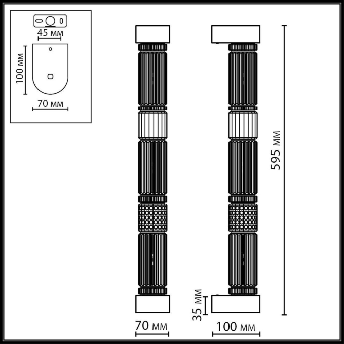 Настенный светильник LED 22W 4000K COLLIER L-VISION Настенный 045 ODEON LIGHT 5456/18WL, схема товара