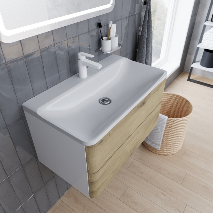 Мебельная раковина Madera Solo 4680173710447 80 см белая глянцевая Мебельная раковина Madera Solo 4680173710447 80 см белая глянцевая