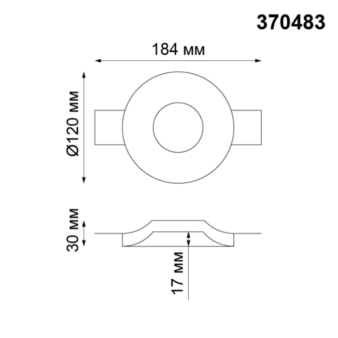 Встраиваемый под покраску светильник IP20 GU10 50W 220V YESO SPOT NT19 631 NOVOTECH 370483, схема товара Встраиваемый под покраску светильник IP20 GU10 50W 220V YESO SPOT NT19 631 NOVOTECH 370483, схема товара