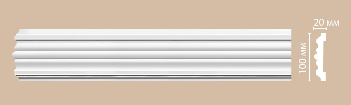 Молдинг гладкий Decomaster 97902, 100x20x2400 мм Молдинг гладкий Decomaster 97902, 100x20x2400 мм