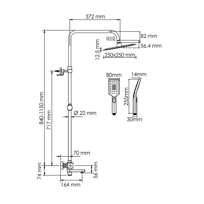 Душевая система WasserKRAFT A199.198.201.BG T Душевая система WasserKRAFT A199.198.201.BG T