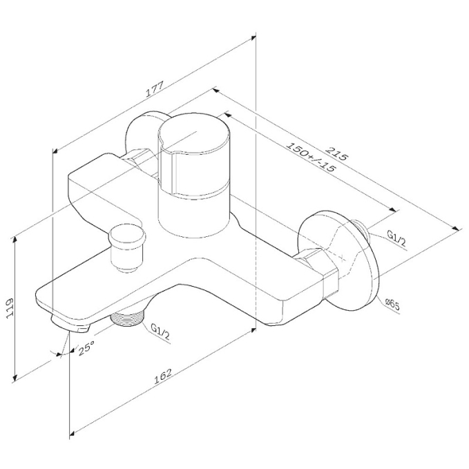 Смеситель для ванны и душа AM.PM X-Joy F85A10500 хром Смеситель для ванны и душа AM.PM X-Joy F85A10500 хром
