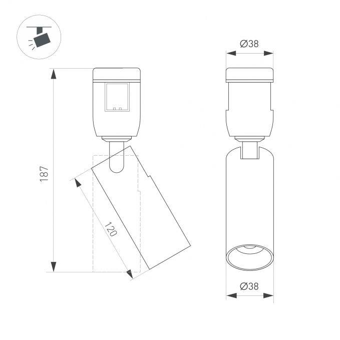 Светильник ART-APRIORI-SPOT-TURN-R38-8W Warm3000 (OG, 36 deg, 48V), Arlight, 053978, изображение 2