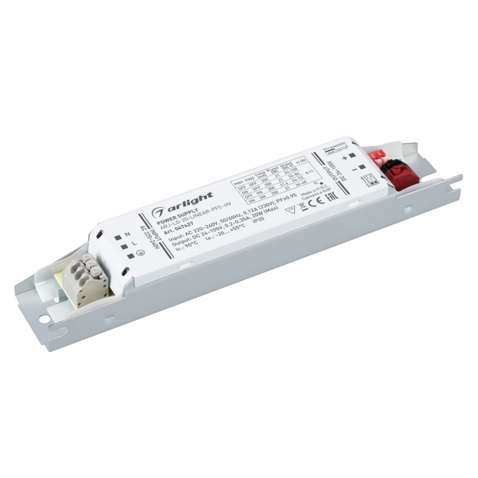 Блок питания ARJ-LG-20-LINEAR-PFC-HV (20W, 24-105V, 0.2-0.35A), Arlight, 047427, изображение 1 Блок питания ARJ-LG-20-LINEAR-PFC-HV (20W, 24-105V, 0.2-0.35A), Arlight, 047427, изображение 1