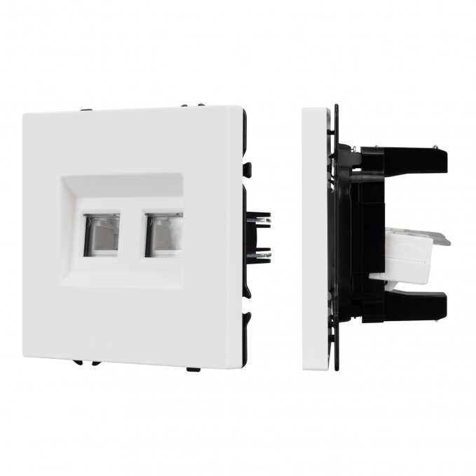 Механизм сдвоенной телефонной розетки SCT-NOBE-MTL2-SFPL-WH (RJ-11, 4C), Arlight, 054308, изображение 1 Механизм сдвоенной телефонной розетки SCT-NOBE-MTL2-SFPL-WH (RJ-11, 4C), Arlight, 054308, изображение 1