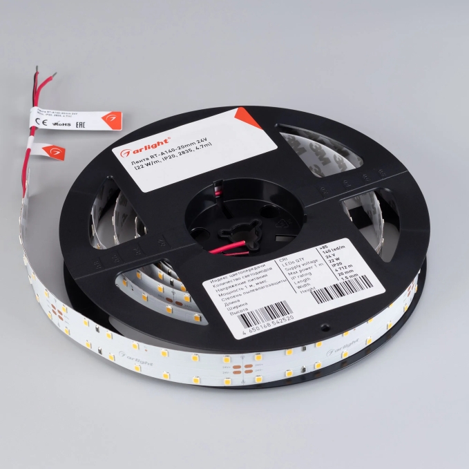 Светодиодная лента RT-A140-20mm 24V Day4000 (22 W/m, IP20, 2835, 4.7m), Arlight, 028003(2), изображение 2 Светодиодная лента RT-A140-20mm 24V Day4000 (22 W/m, IP20, 2835, 4.7m), Arlight, 028003(2), изображение 2