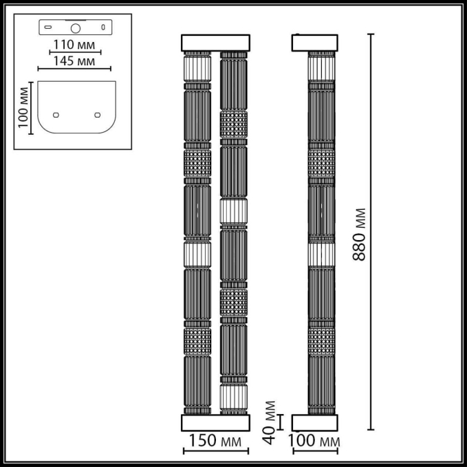 Настенный светильник LED 60W 4000K COLLIER L-VISION Настенный 045 ODEON LIGHT 5456/60WL, схема товара